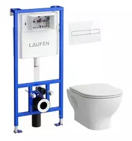 Unitazo komplektas LAUFEN LUA BASIC, pot. rėmas, unitazas, l. nusileidž. d., baltas mygt.