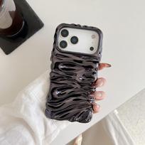 fashion Plating Glossy Laser Wrinkle Texture Case For iPhone 17 Air 16 15 14 13 Pro Max Plus Meteorite Wave Bumper Cover Funda iPhone 13