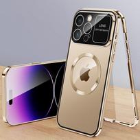 „Magsafe“ magnetinio belaidžio įkrovimo telefono dėklas, skirtas „iPhone 16 15 14 Plus 13 12 Pro Max“ dideliam langui, vaizdo kameros objektyvas, aliuminio metalinis dangtelis For iPhone 14 juoda