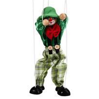 Lėlių styginė lėlė medinė lėlė rankų darbo lėlė lėlių pasirodymas marionetė žaislas žalia marionetė (klouno aukštis apie 25CM, įvairiaspalvis