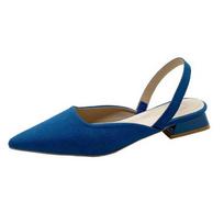Pavasario vasaros aukštakulniai Moteriški madingi smailūs kojų pirštai. Slingbacks sandalai Patogūs mažo kulno batai, laisvalaikio batai moterims 35 mėlyna