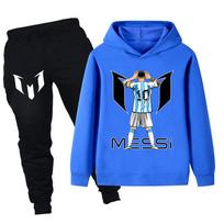 Messi kūrybingas raštas ilgomis rankovėmis komplektas berniukams laisvalaikio sportinis viršus + kelnės dviejų dalių rudens ir žiemos patogus šiltas bliuzonų komplektas 110