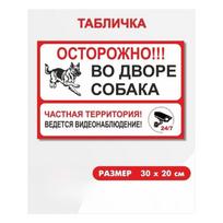Warning Guard Dog Metal Sign, CCTV Surveillance Plaque 30x20cm