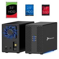 HDD SSD korpusas 2x 3,5" SATA III USB 3.2 HDD korpusas iki 40 TB 36 W ventiliatorius
