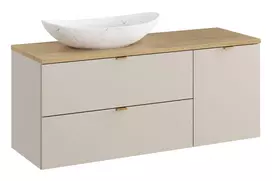 Baldų komplektas 120 cm su stalviršiu, „Lena“ stalviršio praustuvas ir spintelė su skalbinių krepšiu - komplektas dc b cremona 120cm un lena lb