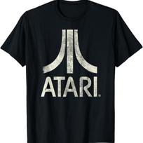 Ripple Junction x ATARI Klasikinis Vaizdo Žaidimų Logotipo Dizaino Spaudinio Marškinėliai S juoda