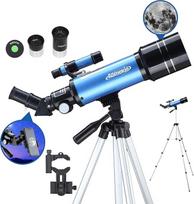 "Aomekie" teleskopas 70/400, astronominis teleskopas vaikams, pradedantiesiems ir astronomams mėgėjams, su aliumininiu trikoju, išmaniojo telefono adapteriu ir mėnulio filtru