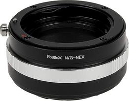 "Fotodiox" objektyvo montavimo adapteris - "Nikon Nikkor F" G-tipo D/SLR objektyvas su "Sony Alpha E-Mount" beveidrodžio fotoaparato korpusu