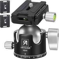 ARTCISE trikojo kulkinė galvutė, plokščio profilio trikojo galvutė, visiškai metalinė fotoaparato trikojo galvutė, 20 kg apkrovos talpa, su trimis "Arca Swiss" greitojo nuėmimo plokštelėmis, skirtomis trikojui, monopodui, DSLR, fotoaparatui