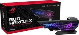 ASUS ROG Herculx vaizdo plokštės laikiklis (72-128 mm aukščio) - montavimas be įrankių, integruotas gulsčiukas, "Aura Sync", juodas