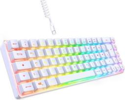 EMPIRE GAMING - K208 Compact TKL laidinė klaviatūra (DE-QWERTZ) 69 klavišai RGB - nuimamas C tipo USB kabelis Plug & Play - PC/PS4/PS5/Xbox - 23 "Anti-Ghosting" klavišai (balta)