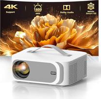 Projektorius tinka "Netflix" Dolby Audio|1600ANSI Lisowod HDR10 mini projektorius 4K namų kinui su eARC CEC | Automatinis fokusavimas ir geometrijos korekcija Išmanusis projektorius | Bluetooth 5.4 WiFi6 | Šeimos kinui ir pasaulio futbolo čempionato vakar