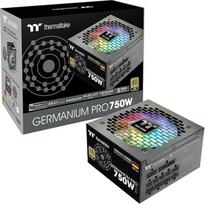 Thermaltake Germanium Pro 750W maitinimo šaltinis RGB ATX 3.1 PCIe Gen 5.1 suderinamas 12V-2x6 12+4 kontaktų jungtis Itin tylus ventiliatorius Smart Zero funkcija 80Plus Gold Visiškai modulinis kabelių valdymas