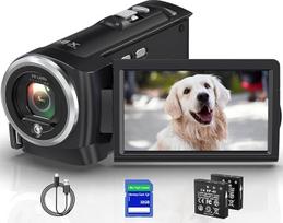 Vaizdo kamera 2.7K 56MP vaizdo kamera "YouTube", 16X skaitmeninis priartinimas, 2,8 colio 270 laipsnių pasukamas LCD ekranas, LED užpildymo šviesa, 32GB SD kortelė ir baterijos