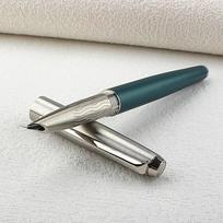 5092 Calligraphy Fountain Pen Bent Nib , Silver Green Color Writing Gift Pen for Painting / Office / Home  Bent (Curved) 1.0mm