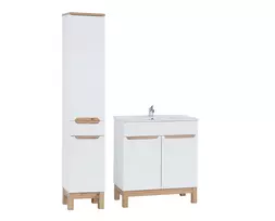 Baldų komplektas 80cm su praustuvu ir aukšta spintele SET-BW LAVA 80CM BALI WHITE 800