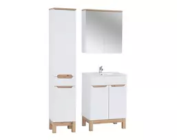 Baldų komplektas 60cm su praustuvu, aukšta spintele ir veidrodine spintele SET-BW LAVA 60CM BALI WHITE 840
