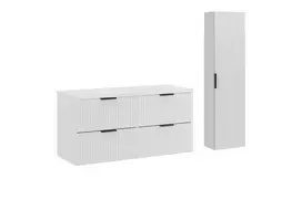 Baldų komplektas 120 cm su stalviršiu ir aukšta spintele, baltas, 120 cm, aukštas