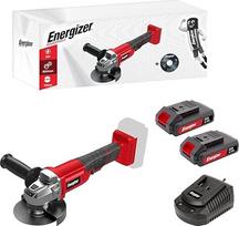 "Energizer" - Akumuliatorinis kampinis šlifuoklis 20 V - 125 mm - 2 akumuliatoriai 20 V 2Ah + greitasis įkroviklis - Naudojamas metalui, akmeniui, cementui, betono akmeniui ir marmurui - Minkšta rankena ir papildoma rankena - Pridedamas 1 diskas