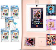 "HP Sprocket Photo Box Machine" momentinių spalvotų nuotraukų spausdintuvas (rausvas) Popieriaus pakuotė + cinko 3,5 x 4,25 colio cinko lipnus fotopopierius (500 lapų)