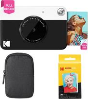 "Kodak Printomatic" momentinio fotoaparato (juodas) pagrindinis paketas + "Zink" popierius (20 lapų) + prabangus dėklas + patogus kaklo dirželis