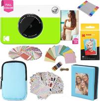 "KODAK Printomatic" spalvoto momentinio spausdinimo fotoaparatas + minkštas dėklas + cinko 2 x 3 colių lipnus fotopopierius, 20 vnt. + albumas + lipdukų rinkiniai + lipdukų rėmelis + žymeklis + pakabinamas rėmelis - žalias