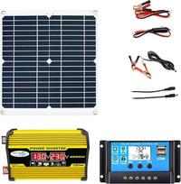 4000W saulės kolektorių rinkinys su 300W vandeniui atspariu kolektoriumi ir 100A valdikliu - dviguba ir kintamosios srovės maitinimo sistema, skirta naudoti lauke (110V)