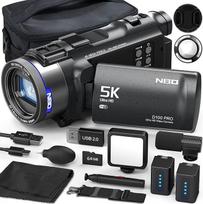 NBD 5K vaizdo kamera 48MP F1.8 mit 16X Zoom & 270° Drehdisplay, 5K/30fps Video, WiFi - Profi-Vlog Kit inkl. 64GB + mikrofonas (Schwarz)