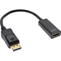 InLine - DisplayPort zu HDMI Adapterkabel mit Audio, DisplayPort Stecker auf HDMI Buchse, 4K/60Hz, schwarz, 0,15m