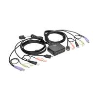 Eaton Tripp Lite series 2-Port USB/HD Cable KVM Switch with Audio/Video, Cables and USB Peripheral Sharing - KVM-/Audio-/USB-Switch - 2 x KVM/Audio/USB - 1 lokaler Benutzer - Desktop (B032-HUA2)