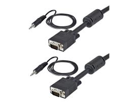 StarTech.com Monitor-VGA-Koaxial-Videokabel mit Audio für hohe Auflösung - HD15 Stecker/Stecker - VGA- / Audiokabel - HD-15, Mini-Phone Stereo 3,5 mm (M) - HD-15, Mini-Phone Stereo 3,5 mm (M) - 5,0m - geformt, Flügelschrauben - Schwarz (MXTHQMM5MA)