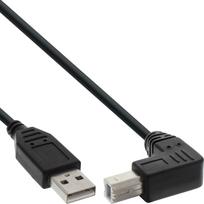 InLine® USB 2.0 Kabel, A an B unten abgewinkelt, schwarz, 0,5m (34505U)