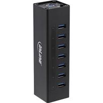 USB 3.0 hub - 7 port - aluminium housing - black - with 2.5A power supply unit