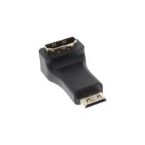 InLine - HDMI Adapter, HDMI A Buchse auf Mini HDMI C Stecker, gewinkelt, 4K2K kompatibel, vergoldete Kontakte