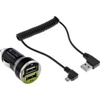 InLine® USB DUAL+ KFZ-Ladeset, Stromadapter mit 1m Spiralkabel, 12/24VDC zu 5V DC/2.1A (31502C)