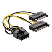 InLine® Stromadapter intern, 2x SATA zu 8pol für PCIe (PCI-Express) Grafikkarten, 0,15m (26628D)