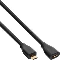 InLine® Micro-USB Verlängerung, USB 2.0 Micro-B Stecker auf Buchse, schwarz, vergoldete Kontakte, 5m (32750P)