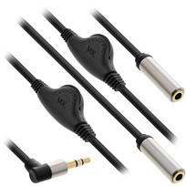 InLine Slim - Audio-Splitter - Stereo Mini-Klinkenstecker männlich gewinkelt zu Stereo Mini-Klinkenstecker weiblich
