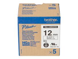 Brother HGE231V5 - Laminiertes Band - Schwarz auf Weiß - Rolle (1,2 cm x 8 m) - 5 Rolle(n) - für P-Touch PT-9500pc, PT-9700PC, PT-9800PCN (HGE231V5)