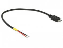 Delock - Stromkabel - Mikro-USB Typ B (nur Strom) (M) zu ohne Stecker - 20cm - Schwarz (85541)