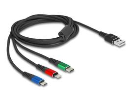 Delock - Stromkabel - USB (nur Strom) (M) zu USB-C (nur Spannung), 4-poliger Micro-USB Typ B (nur Stromversorgung), Apple Lightning (nur Stromversorgung) (M)  3 A - 2,0m - Schwarz, Blau, grün, Rot (90156)