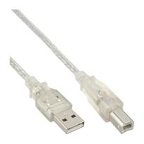InLine® USB 2.0 Cable Type A male / B male, transparent, 1m