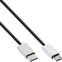 InLine® USB 2.0 Kabel, Typ C Stecker an Micro-B Stecker, schwarz/Alu, flexibel, 1,5m (35844)