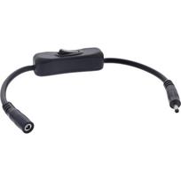 InLine® DC Kabel mit Schalter, DC ST/BU 3,5x1,35mm, AWG 18, schwarz, 0,20m (26906I)