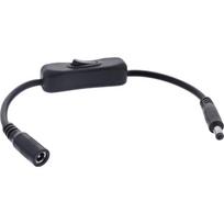 InLine® DC Kabel mit Schalter, DC ST/BU 5,5x2,1mm, AWG 18, schwarz, 0,20m (26906B)