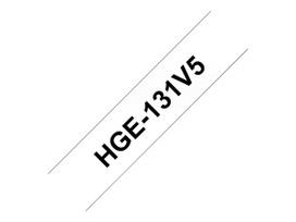 Brother HGE131V5 - Laminiertes Band - schwarz auf durchsichtig - Rolle (1,2 cm x 8 m) - 5 Rolle(n) - für P-Touch 9500pc, 9700PC, 9800PCN (HGE131V5)