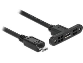 Delock - USB-Verlängerungskabel - Micro-USB Typ B (M) zu Micro-USB Typ B (W) Paneel montierbar - USB2.0 - 25cm - Schwarz (85245)