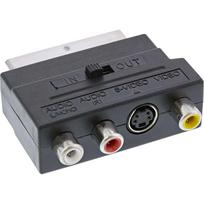 InLine Adapter - 1 x Scart Stecker (20Pol) - 4pol mini DIN Buchse S-VHS und 3x Cinch Buchse (Audio R, Audio L und Video) (89953)