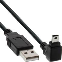 InLine® USB 2.0 Mini-Kabel, Stecker A an Mini-B Stecker (5pol.) unten abgewinkelt 90°, schwarz, 0,5m (34205)