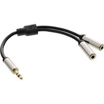 InLine - Audio-Splitter - Mini-Phone Stereo 3,5 mm (M) - Mini-Phone Stereo 3,5 mm (W) - 15cm - Schwarz (99250)